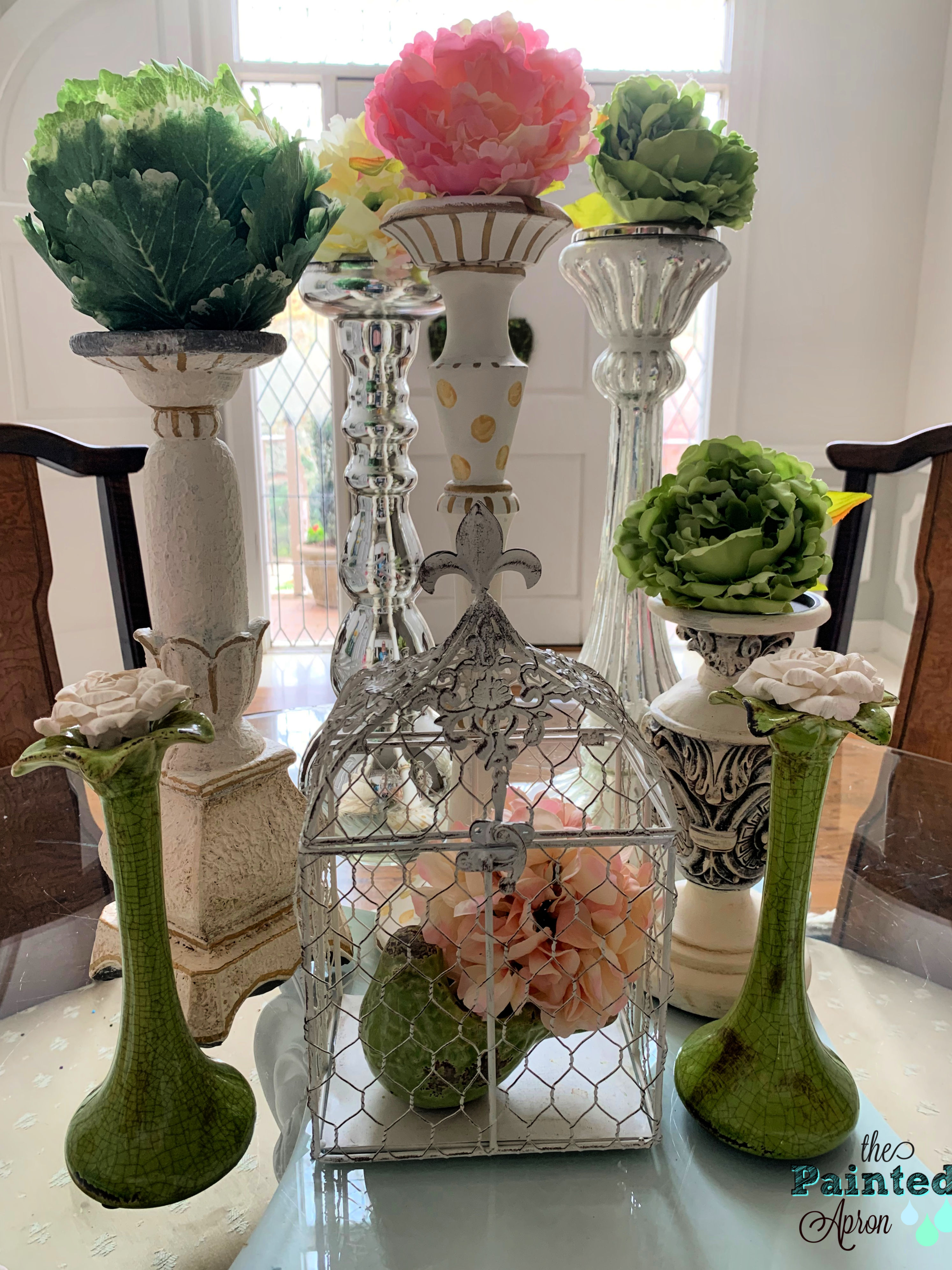 candlestick centerpiece The Painted Apron